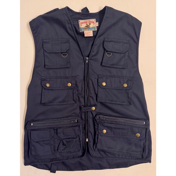 Vintage Moose Creek Men's Fishing Vest Navy Size M 10 Pocket - Picture 1 of 4